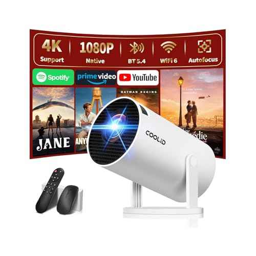 [Built-in Apps & 2025 Upgraded] Mini Projector Support 4K 1080P Auto Keystone 270¡Æ Rotatable with WiFi 6 and Bluetooth 5.4, Projector Portable Compatibile with HDMI/TV Stick/Memory Stick/Laptop-White