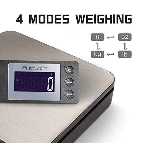 Fuzion Digital Shipping Scale 88lb ¡¿ 0.1oz, Durable Stainless Steel Postal Scale with Tare, 4 Weighing Modes, Shipping Scale for Packages, Postage Package Scale with Ac Adapter