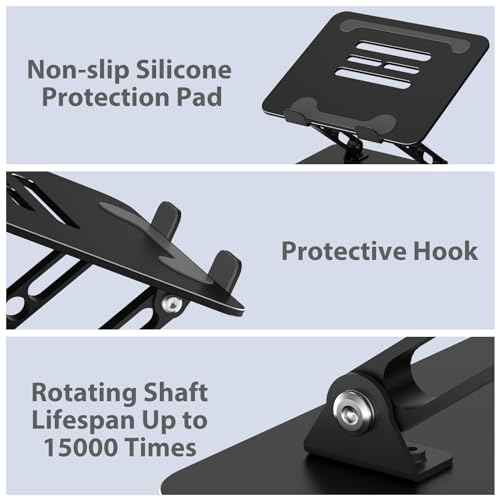 Adjustable Laptop Stand for Desk, Metal Foldable Laptop Riser Holder, Portable Desktop Book Stands, Ventilated Cooling Computer Notebook Stand Compatible with 10-15.6¡± Laptops