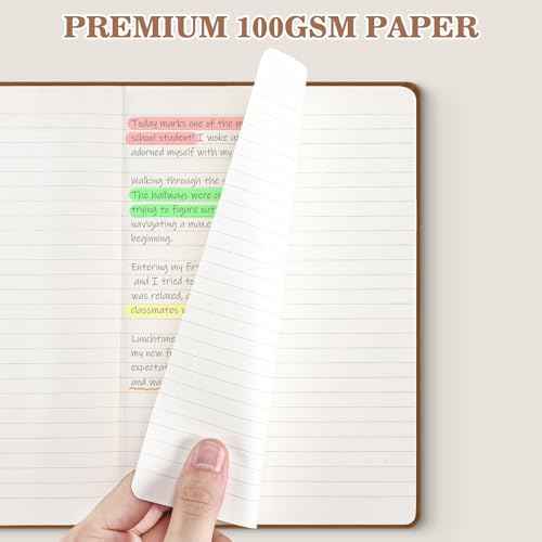 OMEYA 8 Pack Lined Journal Notebooks for Work, 100gsm Thick Paper, 5.7"x 8.3", College Ruled A5 Notebook Bulk, Leather Journal for Writing, Hardcover Notebooks for School, Office, Journal for Women
