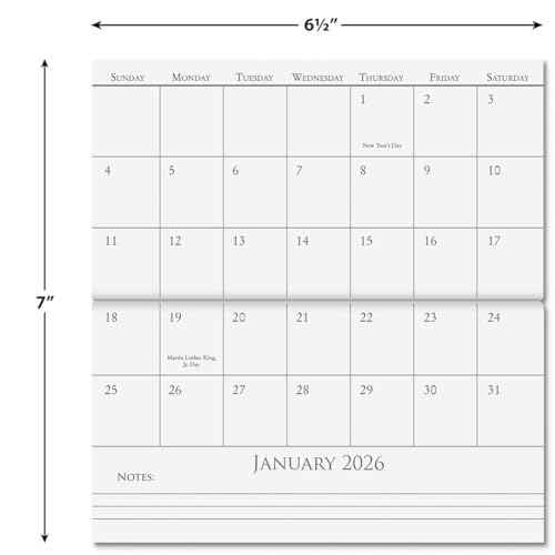 2026 Paradise Tropical Planner Pocket Calendar & Memo Pad, 3.5-Inch x 6.5-Inch Size Closed, Bookstore-Quality Monthly Floral Purse Calendars With 30 Note Pages for Kitchen & Office