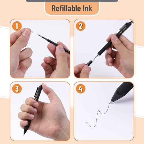 Mr. Pen- Retractable Gel Pens, 10 Pack, Black Ink Gel Pens, Black Barrels, Fast Dry, Fine Point 0.5mm
