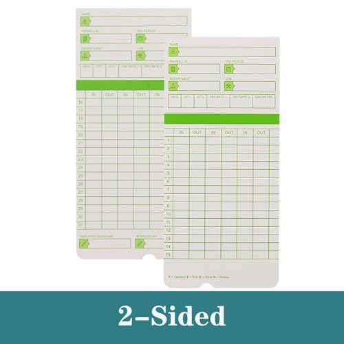 500PCS Time Cards for Employees, 2-Sided, Monthly Time Cards for HN3000, 3 3/8" x 7 3/8", Green