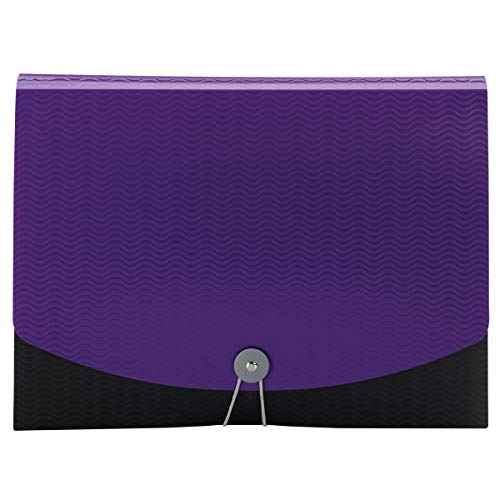 Smead Poly Expanding File, 6 Dividers, Flap and Cord Closure, Letter Size, Wave Pattern Purple/Black (70882)