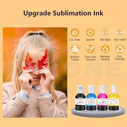 APRONE 4x140ml T49M Autofill Sublimation Ink Compatible for SureColor F170 F570 Sublimation Printer T49M1 T49M2 T49M3 T49M4 (ICC-Free/Anti-UV,4-Pack)
