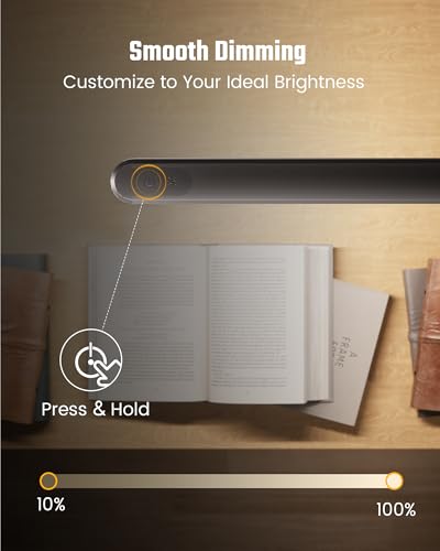 SUPERDANNY Black Clamp Mount Eye-Caring LED Desk Lamp - Adjustable, Dimmable Office Light