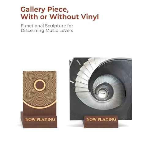 Now Playing Vinyl Record Holder Stand, Wooden Record Storage Stand for Album Display, Vinyl Accessories for LP Lovers, Solid Wood with Engraved Design