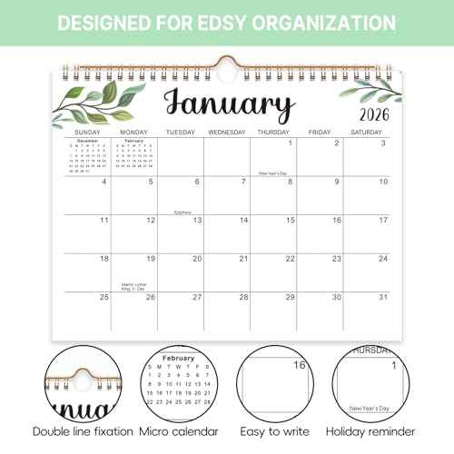 Comix 2026 Wall Calendar 11x8.5 Inch -12 Month Jan to Dec 2026, Calendar Monthly Planner with Large Writing Blocks, Thick 120GSM Paper for Home & Office Planning