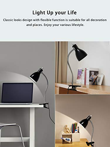 LALISU Black Desk Lamp Eye-Caring Adjustable Gooseneck Clip Light