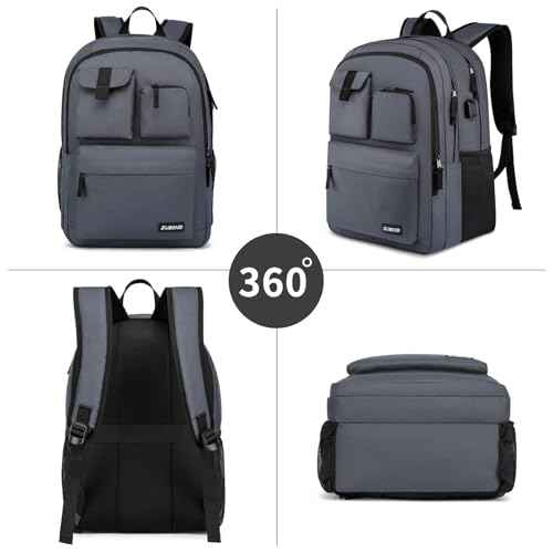 Backpack for Men & Women, Backpacks for School Teen Boys & Girl, Student Bookbag 17.3 inch Laptop Compartment with USB Charging Port for High Middle School, Black Travel Casual Bag