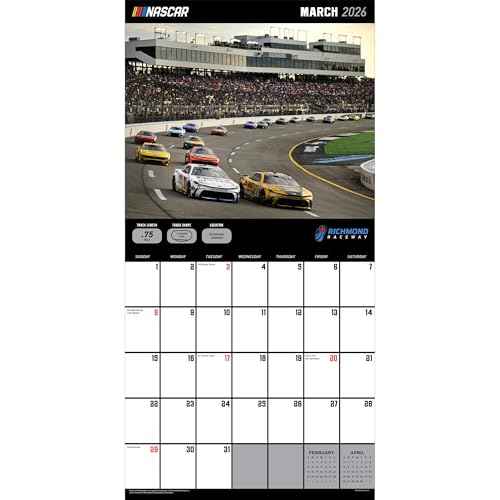 TF Publishing 2026 Nascar Tracks Wall Calendar - Large Grids for Appointments and Scheduling - Vertical Monthly Wall Calendar 2026 with Premium Gloss Paper for Home and Office Organization - 12x12in