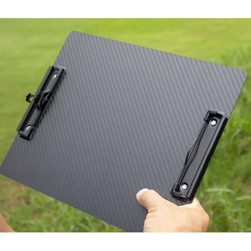 Carbon Fiber 2-Clip Clipboard with Pen Holder,Black Outdoor Double Clip Clipboard 8.5x11,3k Twill Carbon Fiber with 2 Strong Metal Clips, A4/Letter Size