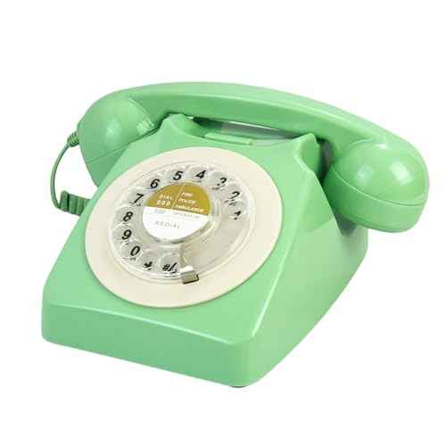 Vintage Retro Old Fashion Rotary Dial Home and Office Telephone Classic Single Line Basic Desk Phone Home Office School Hotel