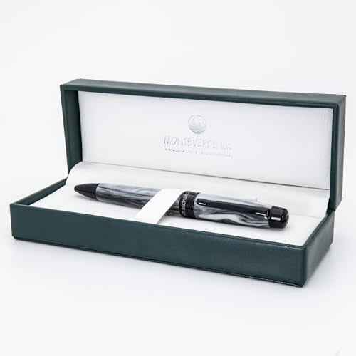 MONTEVERDE USA Prima Grey Swirl Ballpoint Pen - Handcrafted Resin, Refillable, Smooth Writing, Luxury Gift Box
