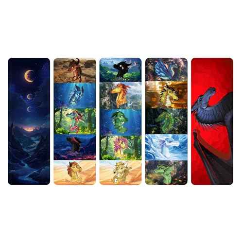 20 pcs Wings of Fire Bookmarks - from Wings of Fire Book 1-15 Author Tui Sutherland Bookmark Merchandise for Double-Sided, Durable, Waterproof Bookmark as Party Favor, Student Rewards