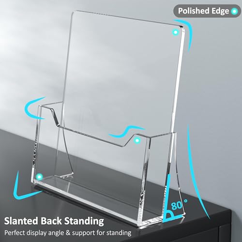 SUNQEBO 8.5 x 11 Inch Acrylic Brochure Holders 4 Pack - Clear Display Stands for Flyers & Menus