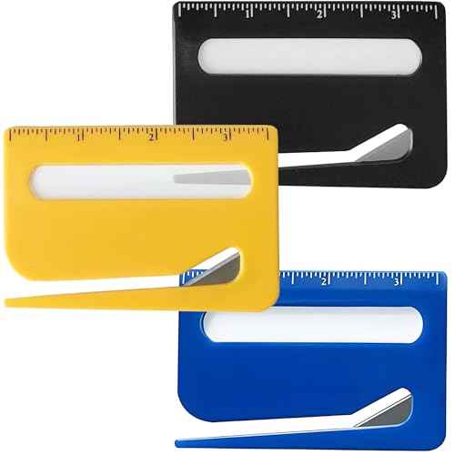 Mini Letter Opener - 3 Pcs Durable Plastic Envelope Opener with Magnifier and Ruler - Manual Envelope Slitter for Home Office and School