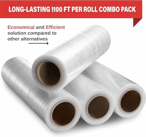 Simply Cool 4 Pack Clear 18-Inch 80 Gauge Stretch Wrap for Packing & Moving