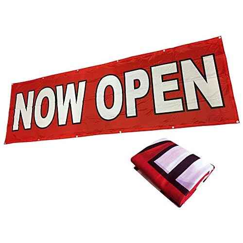 4Less 3x10 Ft Now Open Banner Vinyl Alternative Store Sign (red) Fabric')