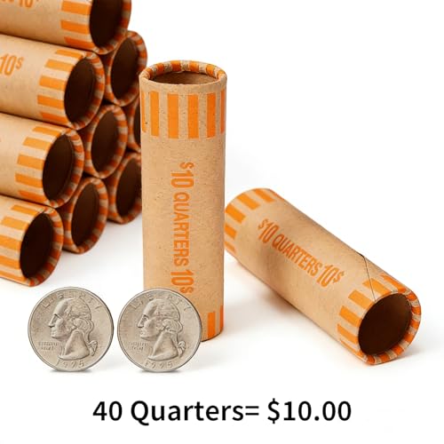 80 Pcs Quarter Coin Wrappers - Preformed Rolls for Currency Storage (Volokitx, Quarter(80 PCS))