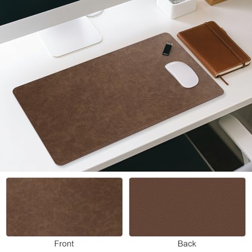 Brown 25 x 13-Inch Imitation Crazy Horse Leather Waterproof Desk Mat - Double-Sided Office Pad