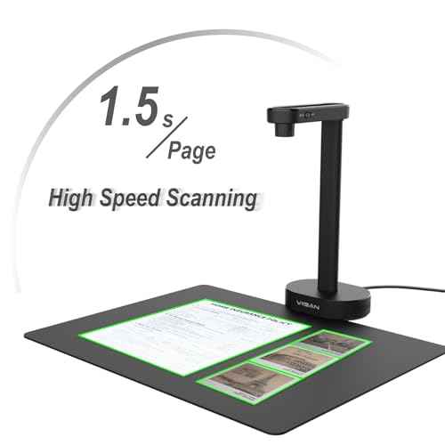 VIISAN 16MP Portable Document Scanner Camera, A4 Capture, USB Document Camera with Deskewing, Multi-Page Scanning, Pocket Book Scanning, OCR & TTS, Compatible with Windows & macOS