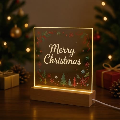 Warm LED Acrylic Dry Erase Board 5.9x5.9 Inch for Office & Home Notes