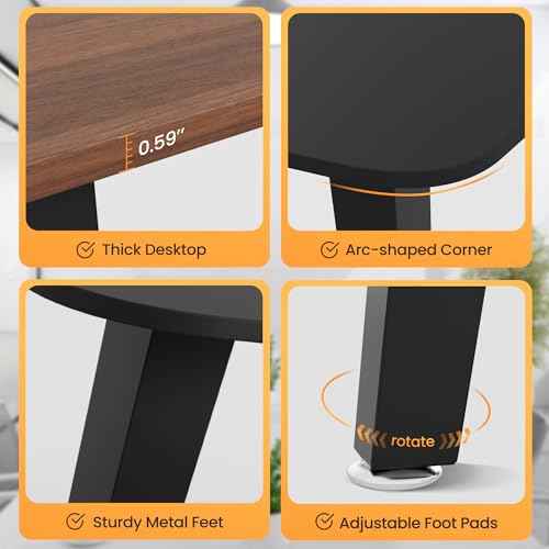 Furmax 8FT Conference Table, 94.48¡± Meeting Seminar Table with Cable Grommets, Boardroom Table Workstation for Meeting Room, Office Conference (Black & Walnut)