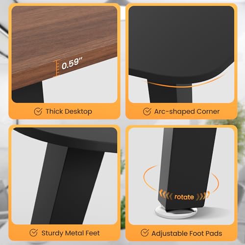 Furmax 8FT Conference Table with Cable Grommets - Black & Walnut