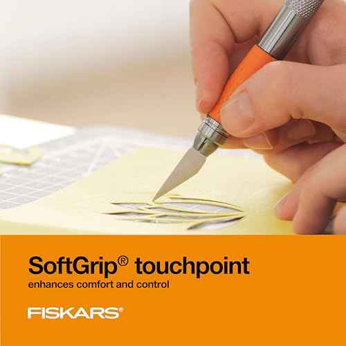 Fiskars Detail Craft Knife, Cool Gifts for Brother, Included with Protective Cover, 8", Exacto Knife for Crafting, Orange