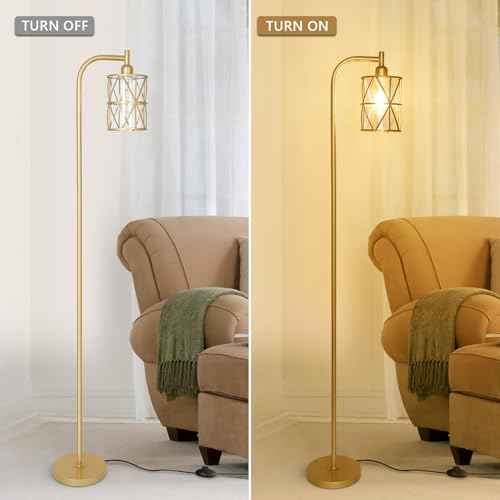 Floor Lamps for Living Room£¬Gold Standing Lamp with Clear Glass Lampshade and Metal Frame£¬Industrial Standing Floor Lamp for Bedroom£¬Modern Tall Lamp for Office, Study Room Corner£¨LED Bulb Included£©