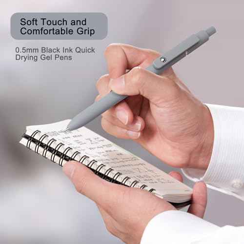 FIOVER Gel Pens, 5pcs 0.5mm Quick Dry Black Ink Fine Point Smooth Writing Pens High-End Series Ballpoint for Office School Supplies(Morandi)