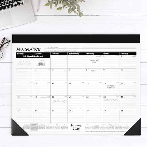AT-A-GLANCE 2026 Desk Calendar, Monthly, Desk Pad, 21-3/4" x 17", Standard (SK220026)