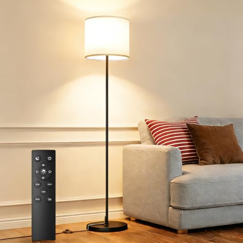 Keepsmile Ink-Black Dimmable Floor Lamp with Remote & Foot Switch, 12W LED Bulb