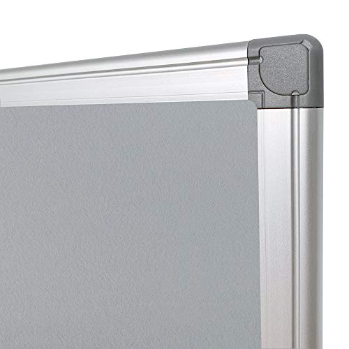BIBOC Grey Fabric Bulletin Board, 36 x 24 inch, Wall Mounted Fabric Notice Board Cork Bulletin Board, Felt Board, Pin Board, Memo Board Sliver Aluminum Framed for Homes or Offices School