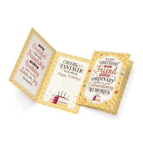 Prime Greetings Friend Birthday Card, Made in America, Eco-Friendly, Thick Card Stock with Premium Envelope 5in x 7.75in, Packaged in Protective Mailer