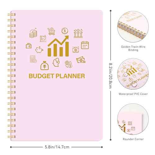 Budget Planner - Monthly Financial Planner Organizer with Expense Budget Book/Expense Tracker Notebook/Accounting Book to Manage Your Money Effectively, Start Anytime, A5(5.8" * 8.2") Pink