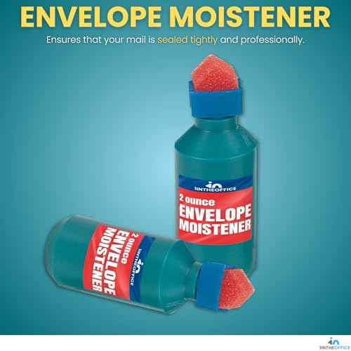 1InTheOffice Envelope Moistener, Envelope Sealer Bottle Wedge Sponge, Tipped Squeeze Bottle, Spill Proof (4 Pack)
