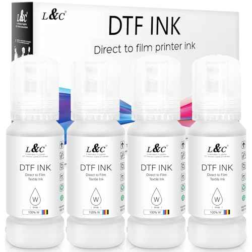 L&C White DTF Ink for Epson ET-8550 Refill for epson et-8550 DTF Printers, Heat Transfer Printing White Ink 100ml X 4