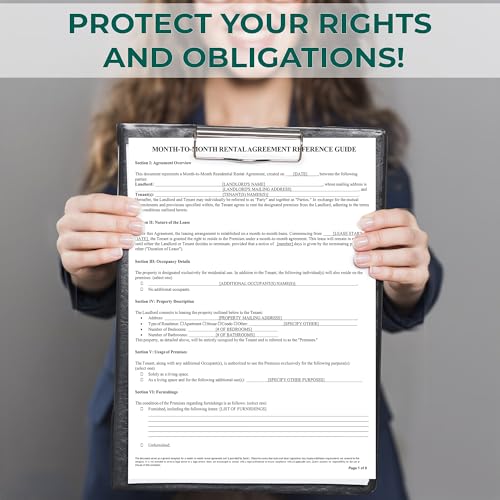 Month-to-Month Rental Agreement Kit with 3 Blank Forms & Reference Guide