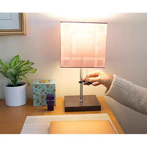 Minecraft Nether Portal Desk Lamp with Ender Dragon Pull | Nightstand Table Lamp with LED Mood Light for Bedroom, Desk, Living Room, Playroom | Home Decor Kids Room Essentials | Video Game Gifts