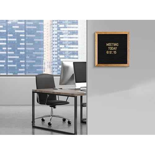 Real Wood Framed Felt Letter Board, Changeable Message Board, 10" x 10", Folding Stand and Wall Mount, 500+ Pieces of White & Gold Letters, Numbers, Words & Symbols, by Better Office Products (Rustic