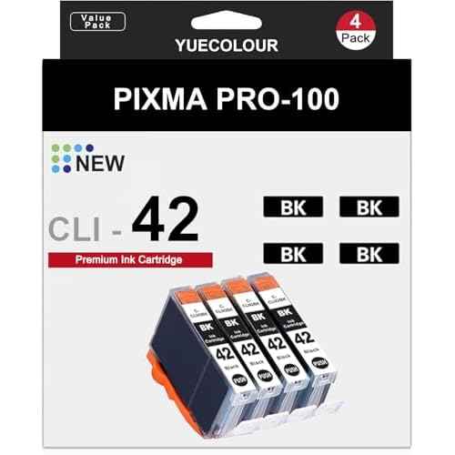 4 Pack CLI-42 Black Ink Cartridge Value Pack High Capacity Replacement for Canon CLI 42 Black Ink Cartridges Compatible for PIXMA PRO-100 PRO-100S Printer (4 Black)
