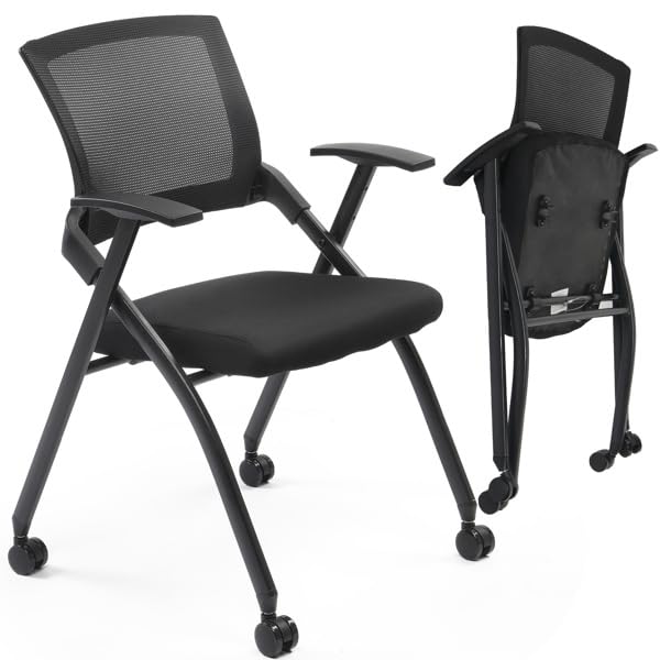 Heavy Duty Stackable Office Chair with Wheels – 350lb Capacity, Padded Seat & Back