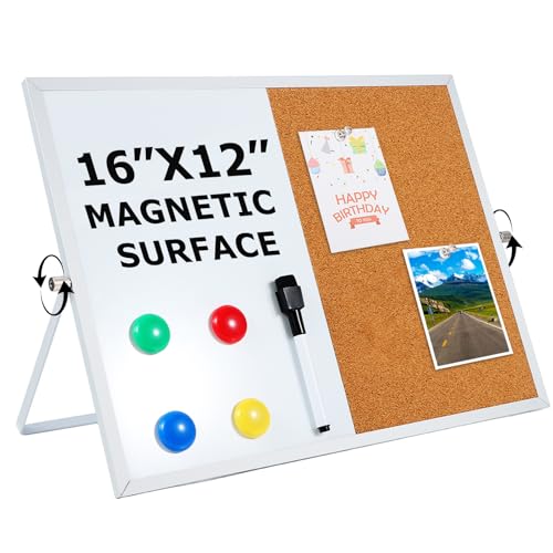 Ayliwee 16x12in Magnetic Whiteboard & Cork Board Combo with Accessories