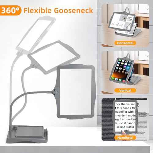 Magnifying Glass with Light and Stand 50 LED Desk Magnifying Glass with Light Stepless Dimmable, Horizontal + Vertical Mode, 360¡Æ Flexible Gooseneck, Hands Free Magnifier for Close Work Reading Crafts