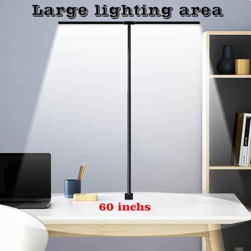 LED Desk Lamp for Home Office, Eye Caring Architect Desk Light with Clamp,50 Lighting Models,Remote and Touch Control,24W 2000LM,Memory Function and Timer for Study, Reading,Workbench Black