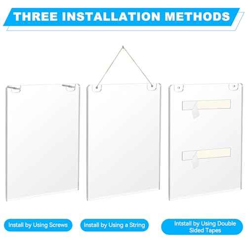EHWINE 12 Pack 8.5x11 Wall Mount Acrylic Sign Holder, Acrylic Wall Sign Photo Menu Flyer Display Holder, Plastic Clear Picture Adhesive Frames for Office Business Store (Provide Mounting Screws)