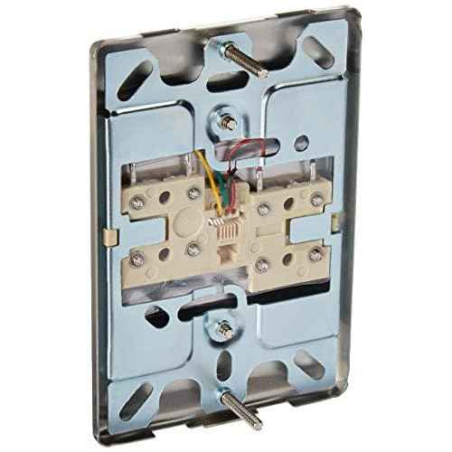 Leviton Telephone Wall Phone Wallplate Surface Mount Jack, 1 Modular 6P4C Jack, Screw-Down Connection, Stainless Steel, C0256-SS