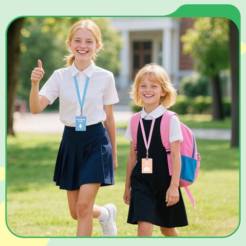 Classroom Hall Passes with Lanyards - 6 Colorful Student Passes Set